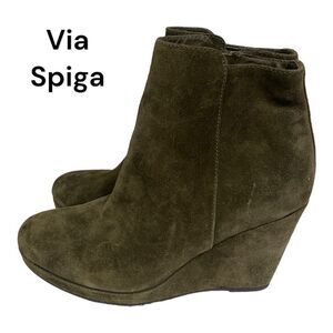 Via Spiga Women's Suede Size Zip Wedge Ankle Boots Booties 36.5  6.5